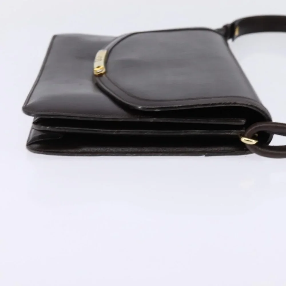Authentic Christian Dior Shoulder Bag Leather Brown Gold - Picture 12 of 16